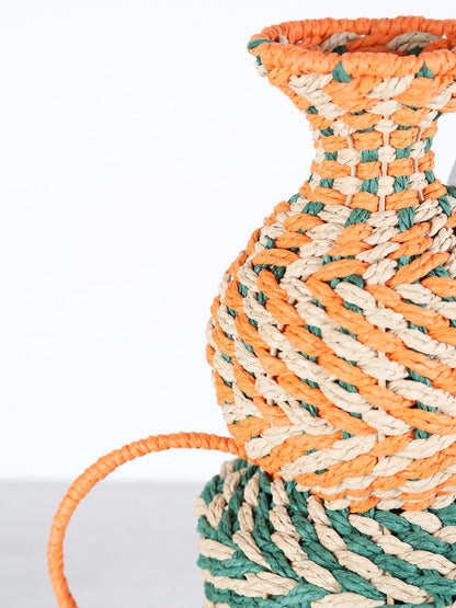 Woven Vase - Turquoise, Orange