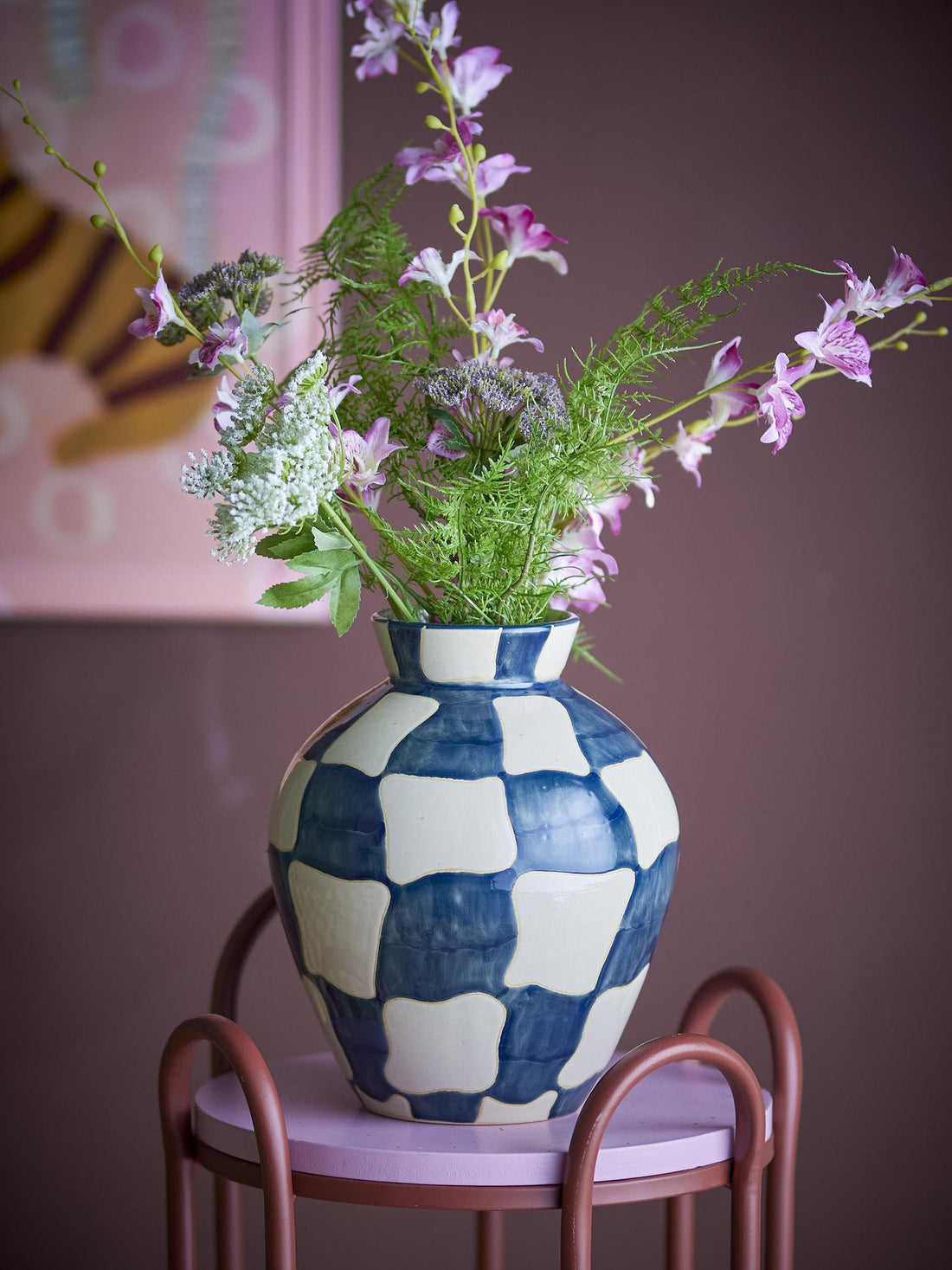 Check Vase - indigo Blue