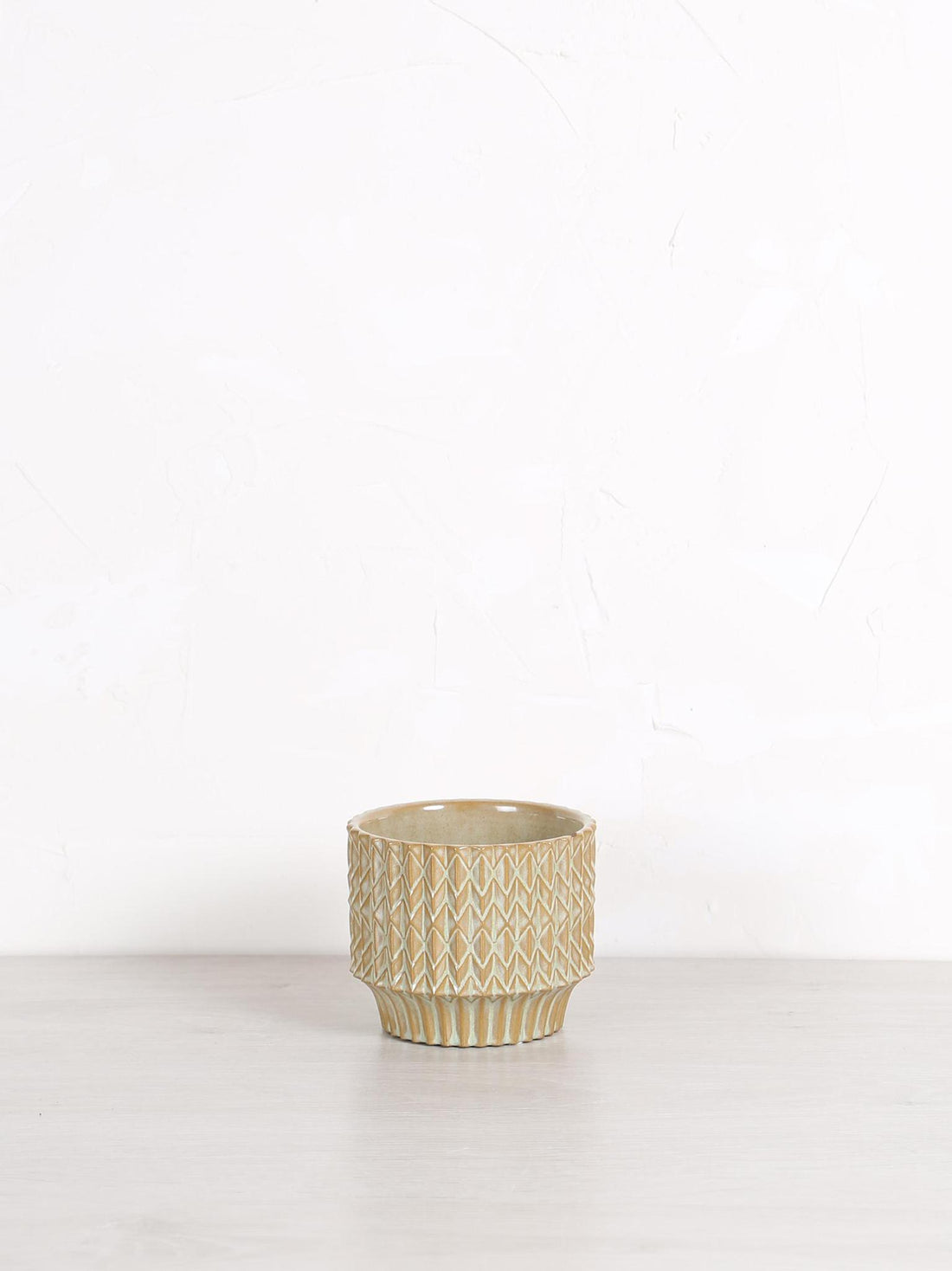 Ruub Green Geometric Glazed Ceramic Plant Pot - Small