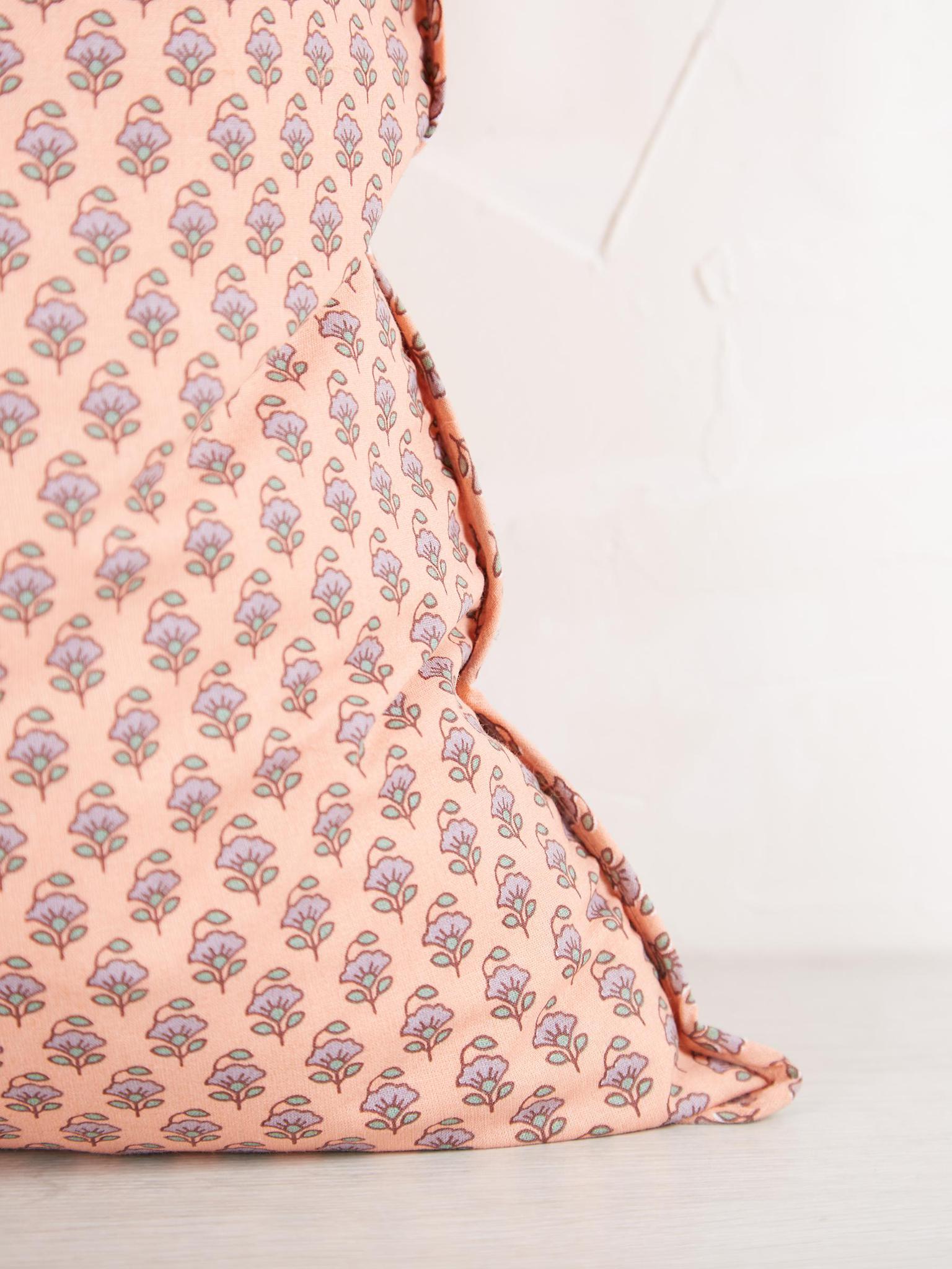Coral, Lilac &amp; Green Printed Cushion