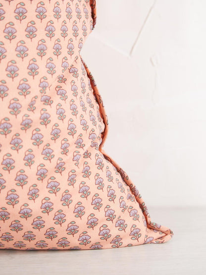 Coral, Lilac &amp; Green Printed Cushion