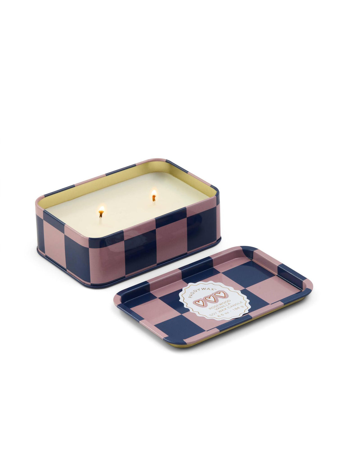 Adopo Hearts Printed Tin Candle - Rosewood Vanilla
