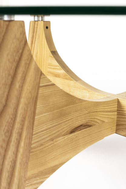 Kobe Ash Wood &amp; Glass Coffee/Side Table - 2 Sizes Available