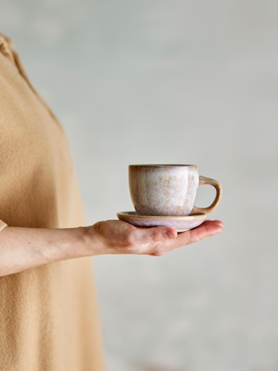 Brenta Ceramic Cup And Saucer - Set of 4 - Rose Stoneware