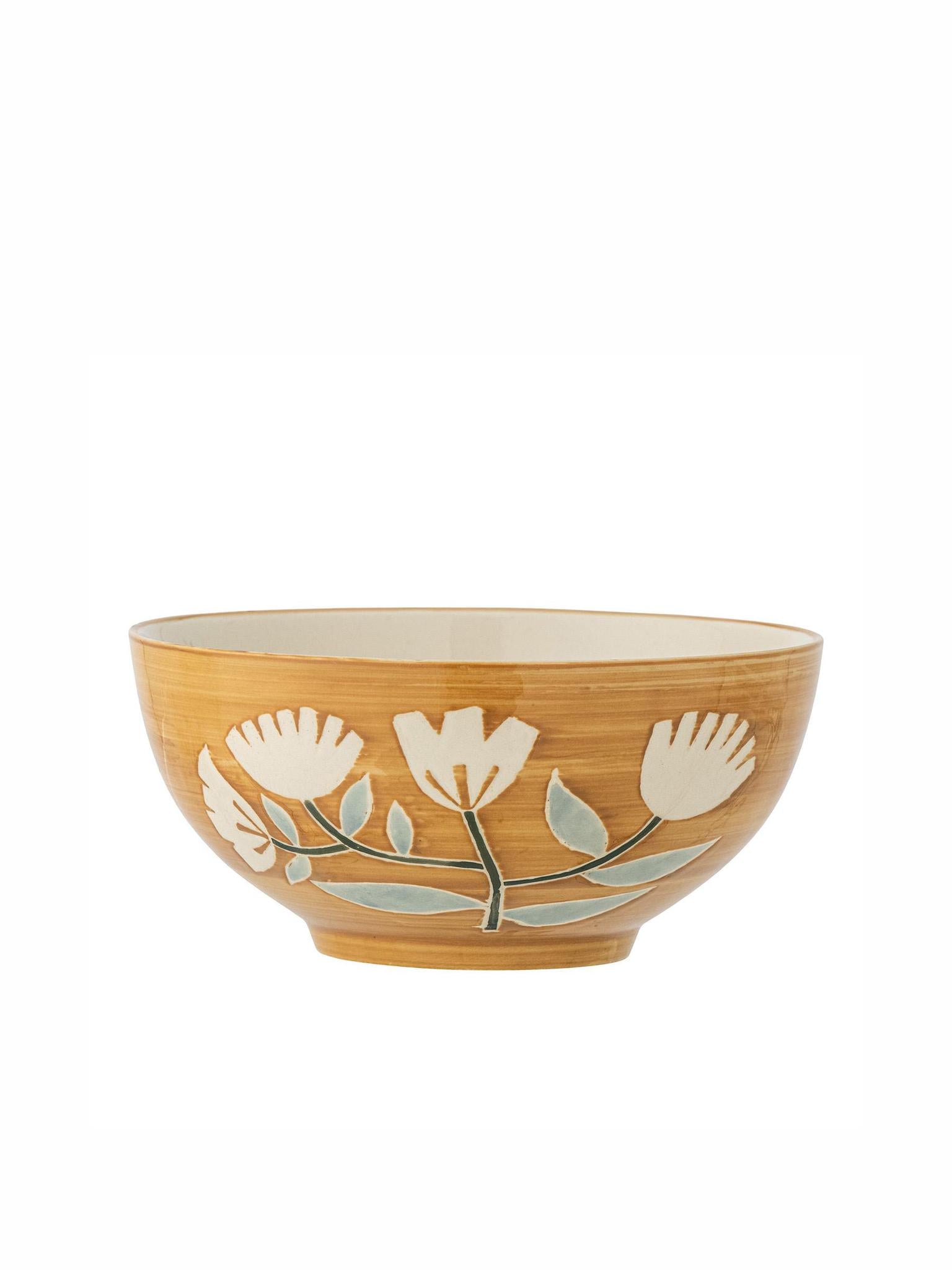 Tangier Hand Painted Stoneware Bowl - Orange