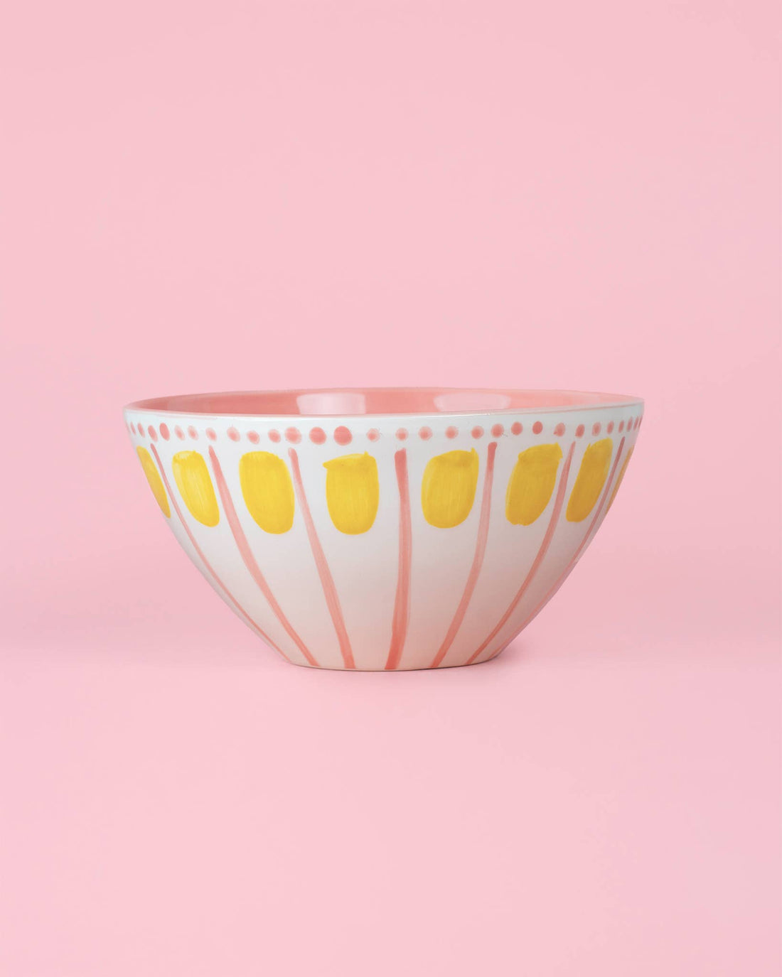 Artisanal Ceramic Serving Bowl 1.5L Pink Yellow - Valentina