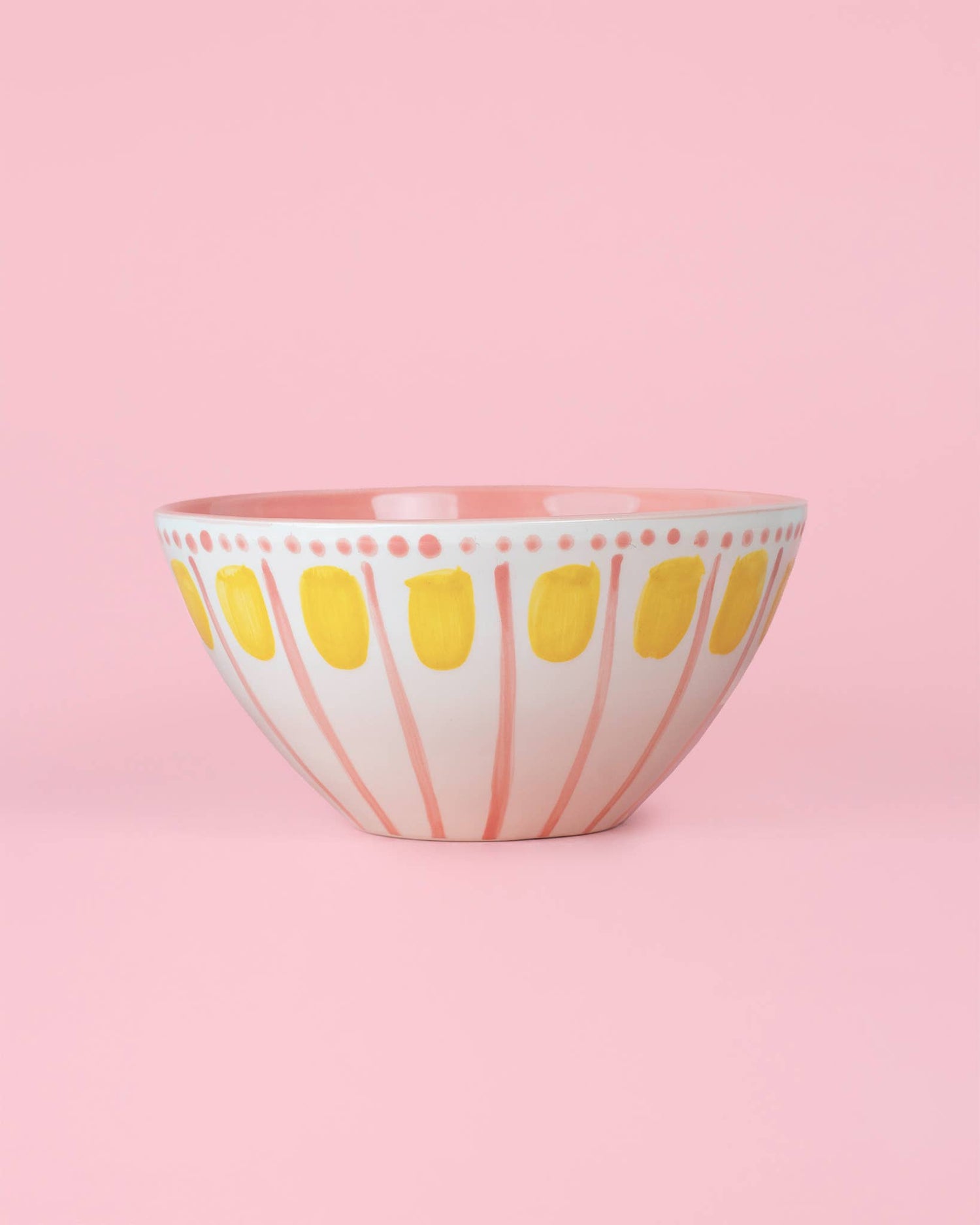 Artisanal Ceramic Serving Bowl 1.5L Pink Yellow - Valentina