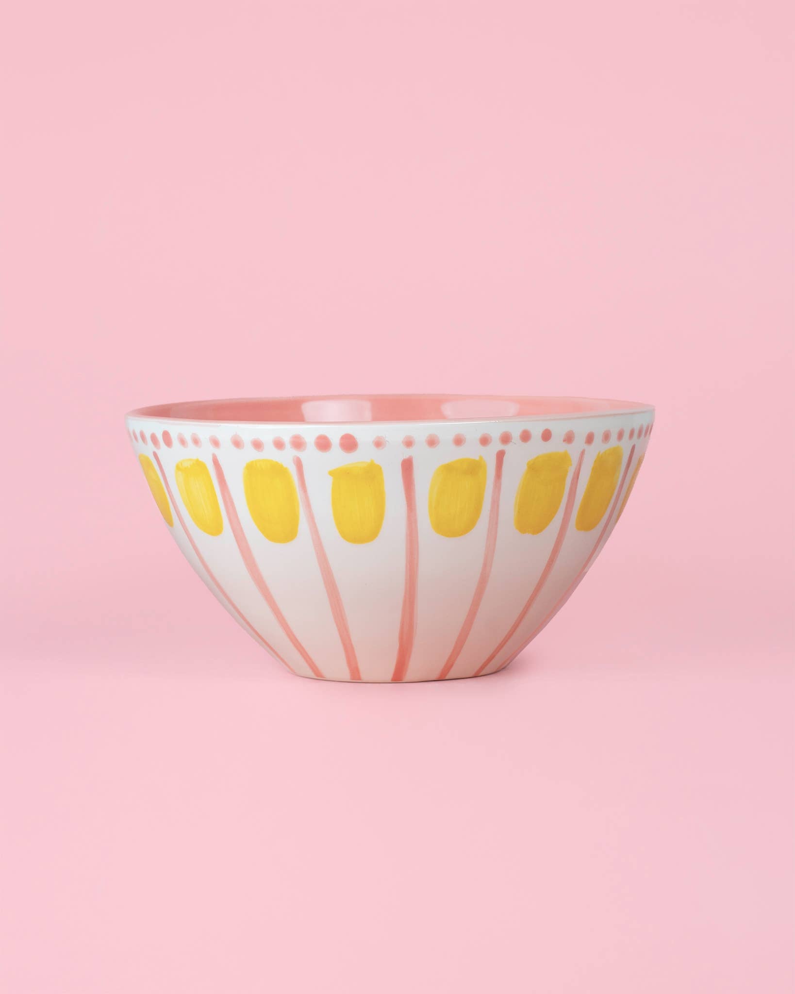 Artisanal Ceramic Serving Bowl 1.5L Pink Yellow - Valentina