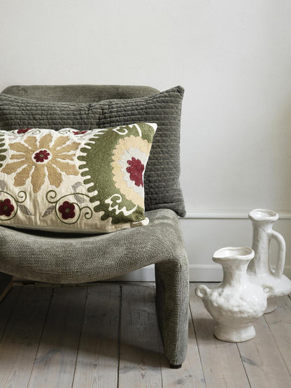 Quilted velvet cushion cover - Sage