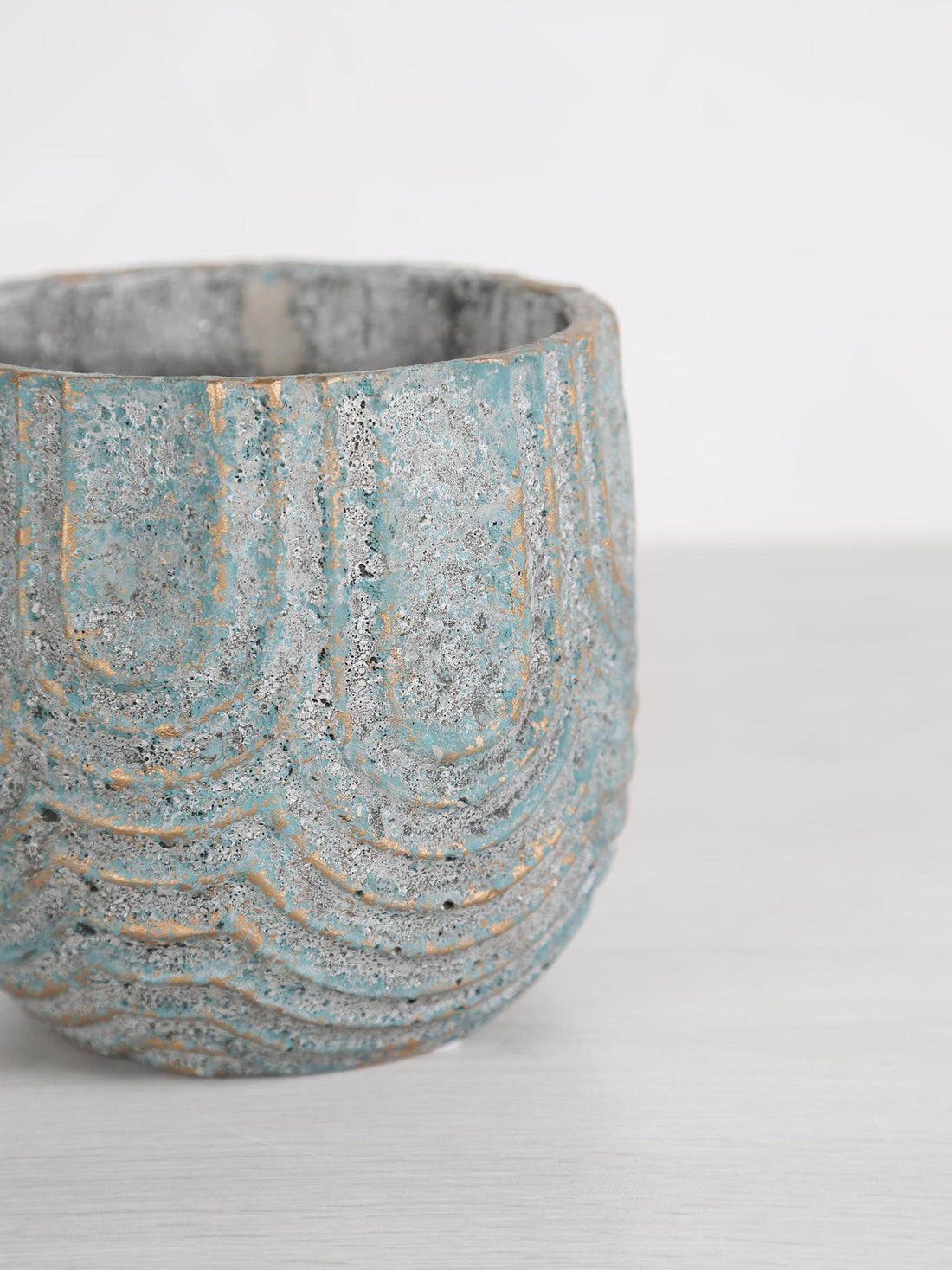 Rexin Grey Patterned Cement Plant Pot - Large