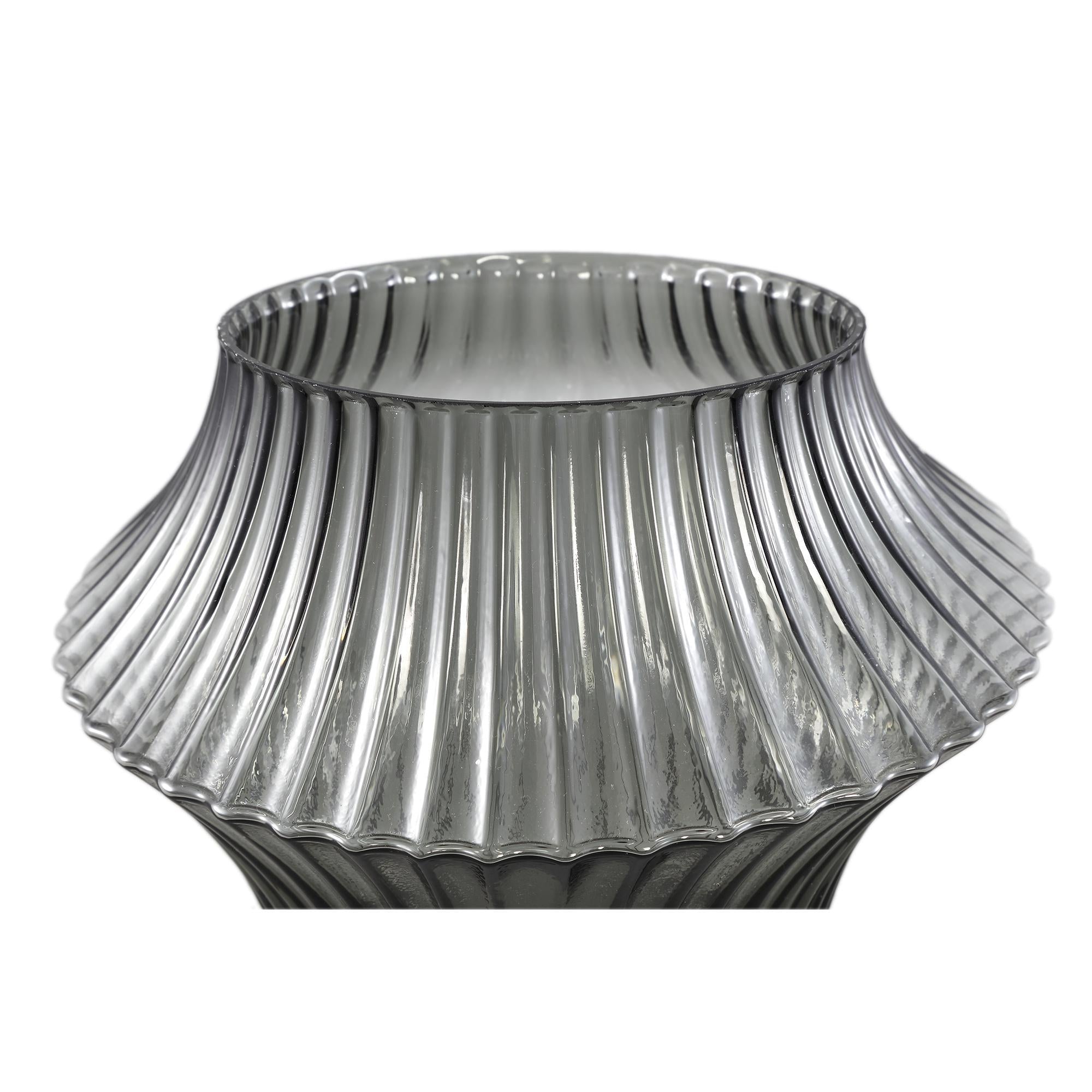 Yulaa Grey solid glass vase oblique