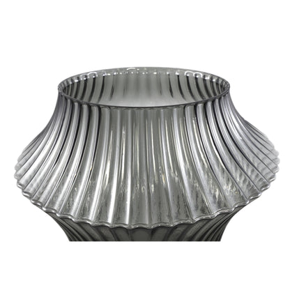 Yulaa Grey solid glass vase oblique
