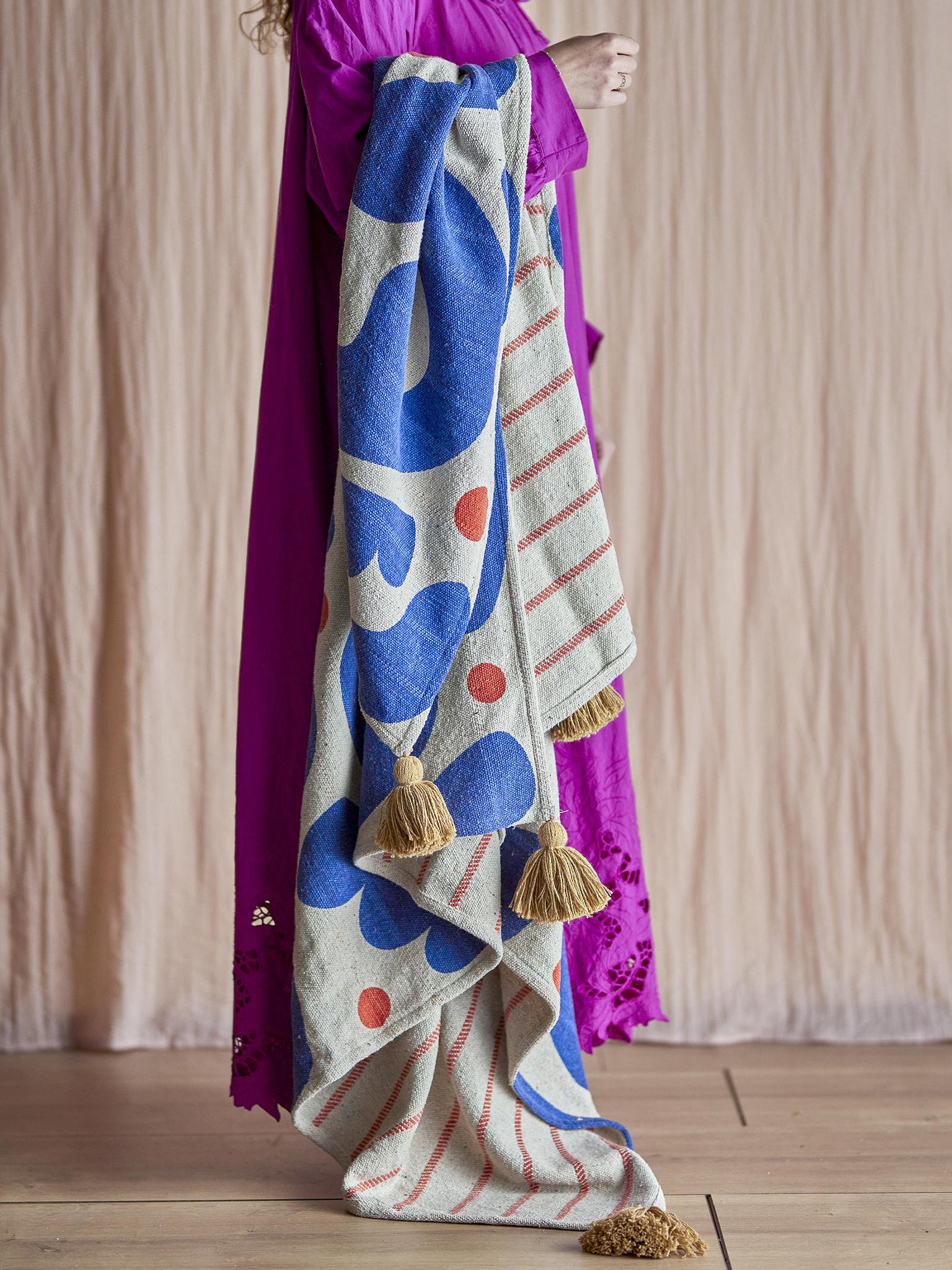 Eviaya Throw, Blue, Recycled Cotton