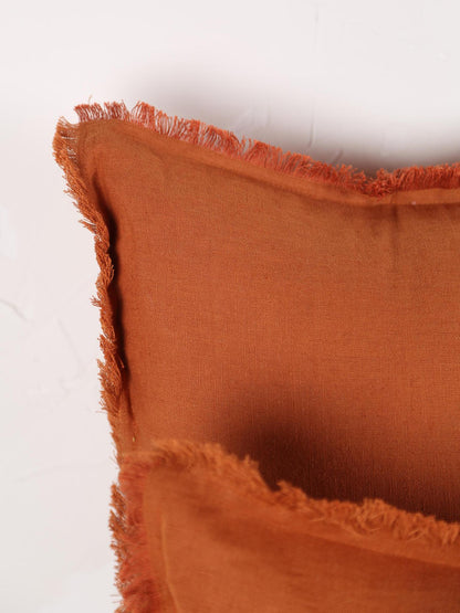 Laly Linen &amp; Cotton Plain Cushion in Cuirve - 2 Sizes Available