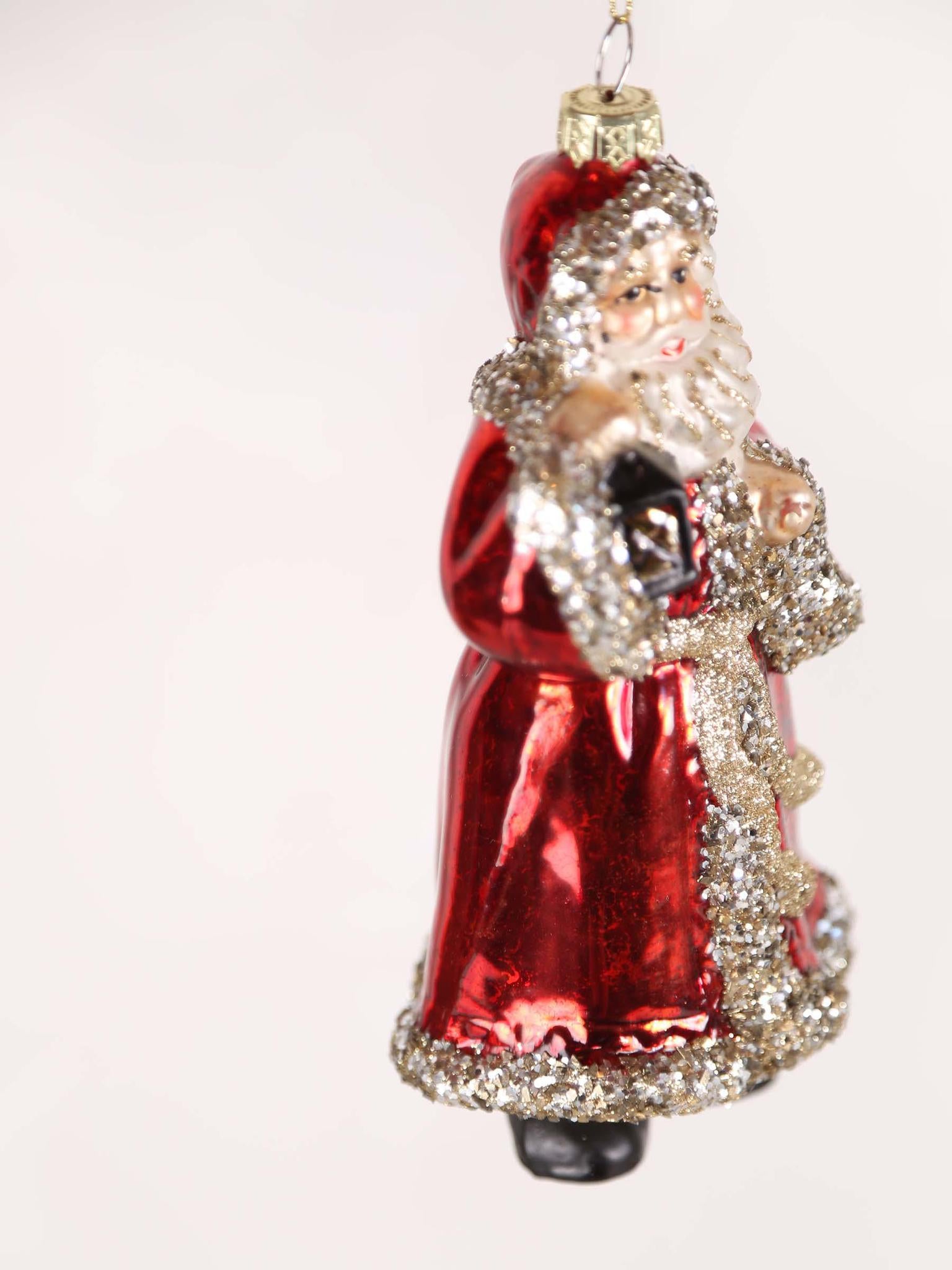 Red Glass Santa Bauble