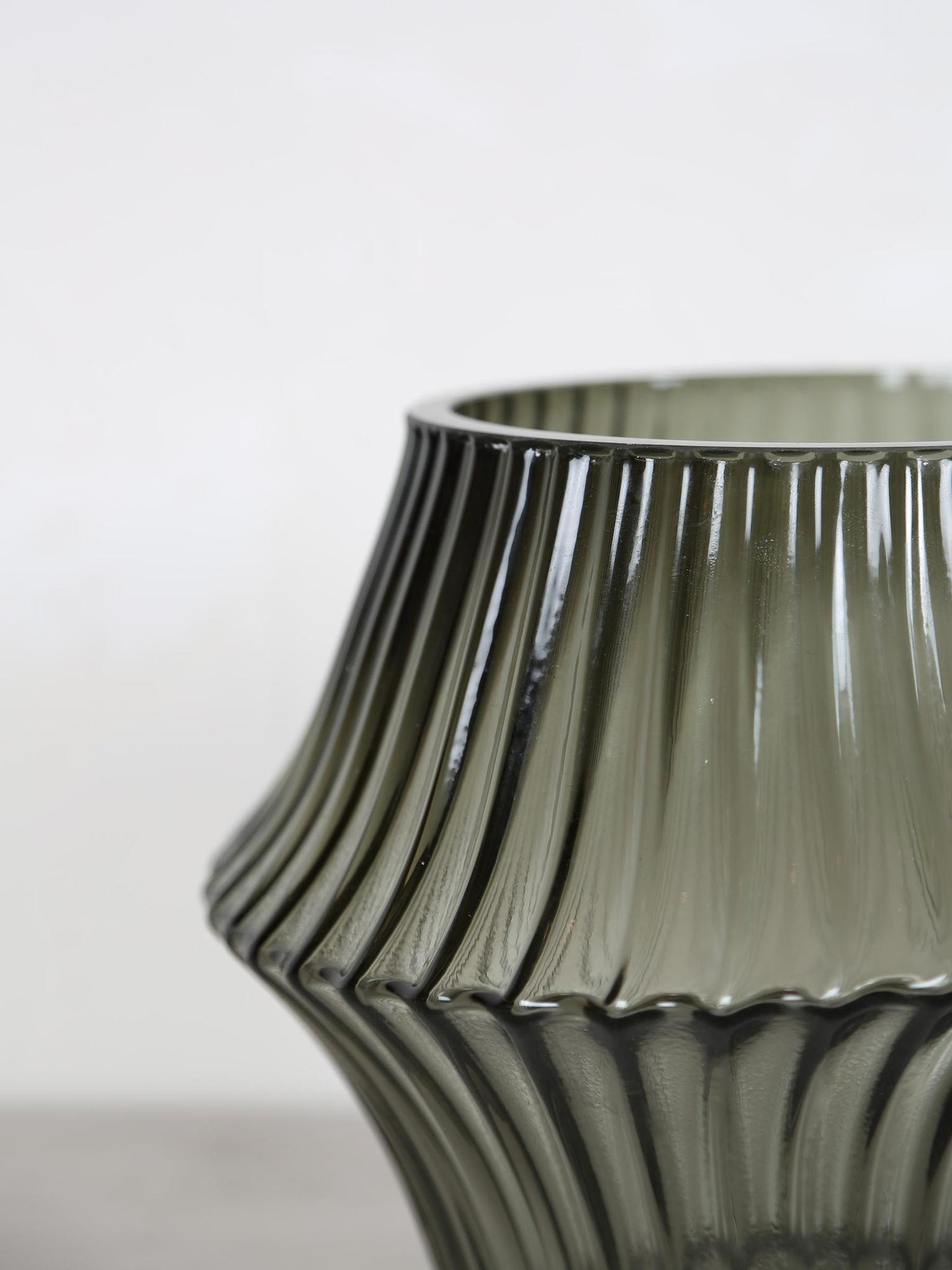 Suzi ribbed glass vase - storm grey