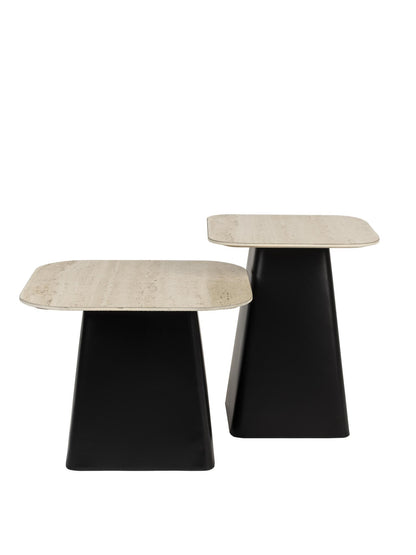 Baru Set of 2 Travertine Side Tables