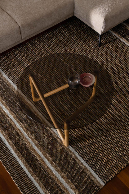 Naia Oak Wood &amp; Glass Coffee Table - 2 Colours Available