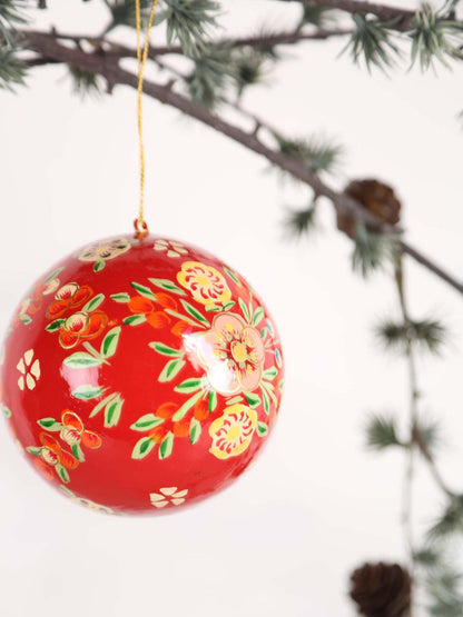 Handmade paper mache christmas ball