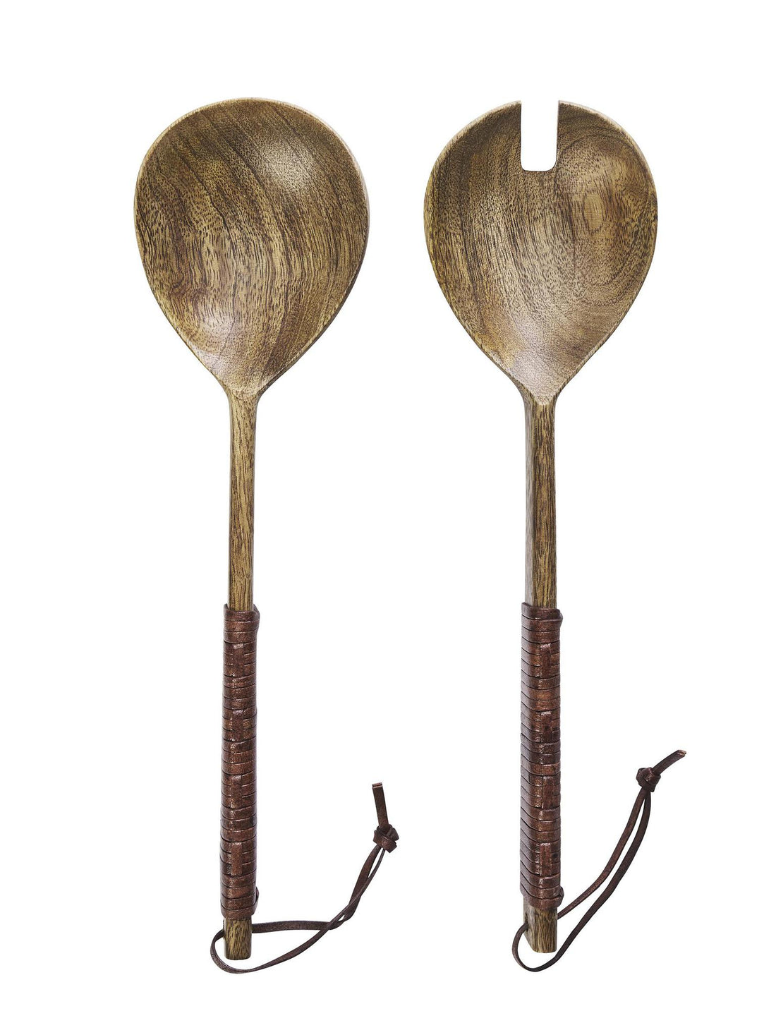 Leather Wrapping Wooden Salad set