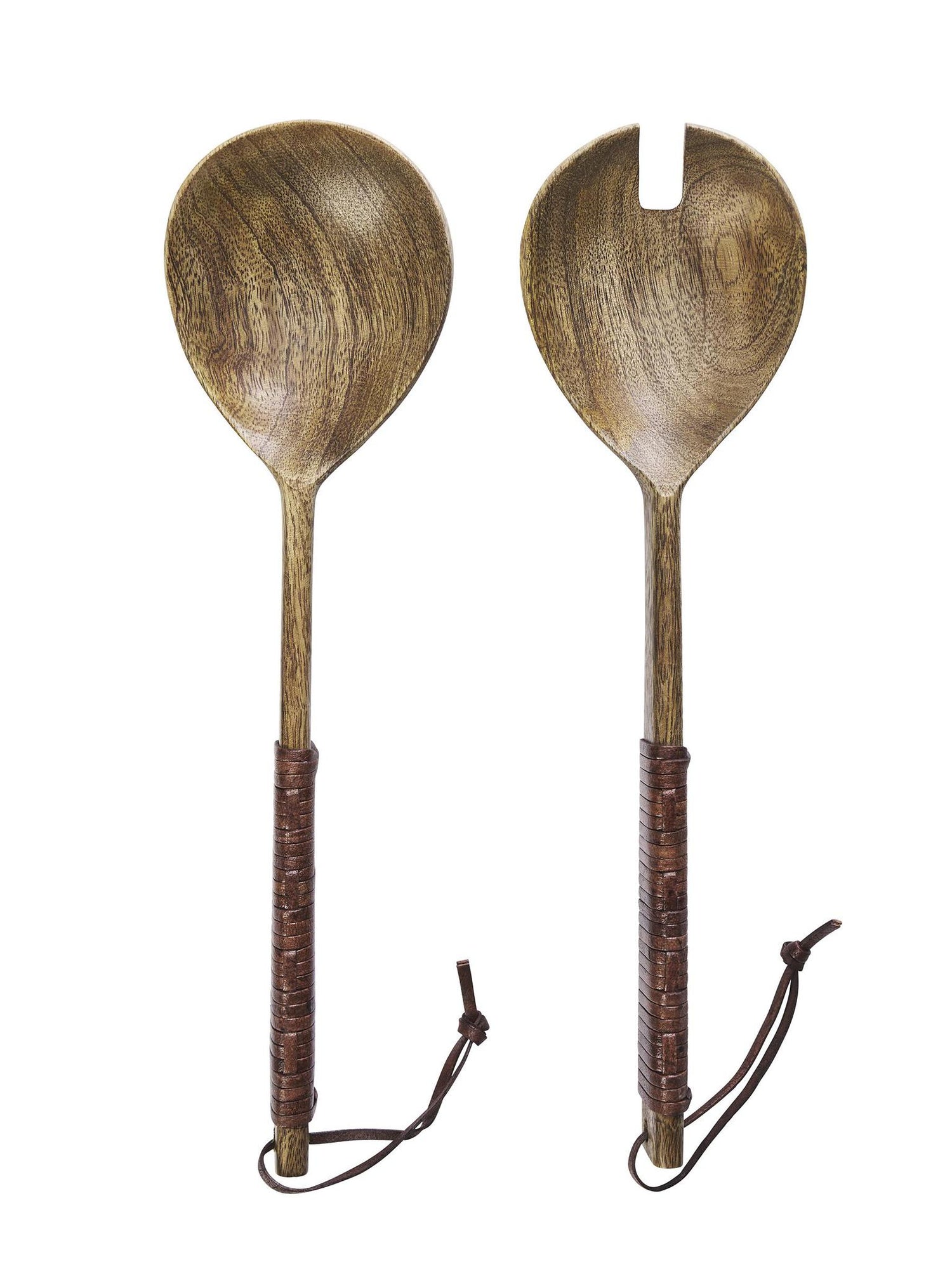 Leather Wrapping Wooden Salad set
