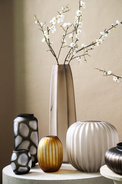 Azize Green Carved Glass Round Vase - 3 Sizes Available