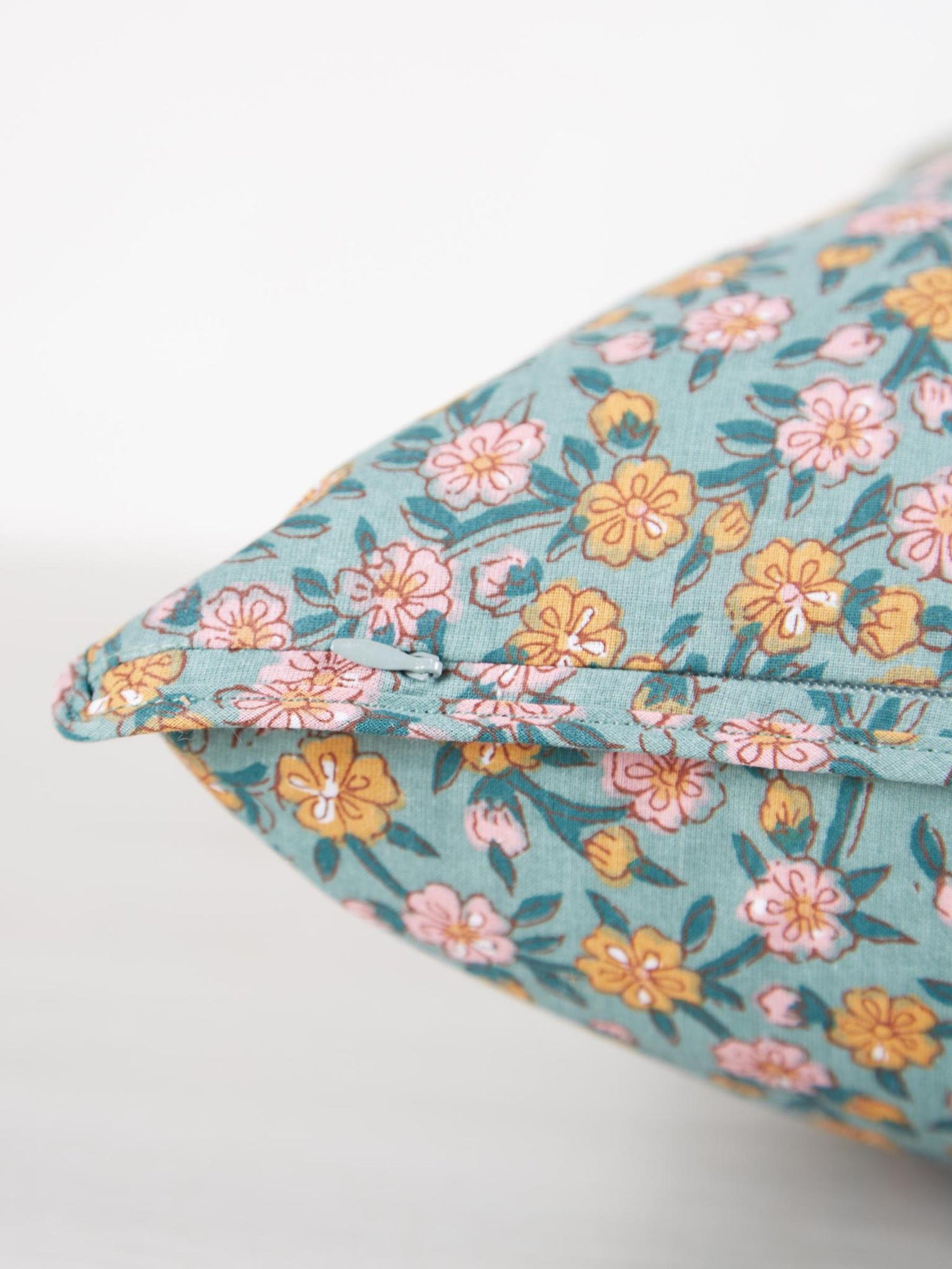 Dusty Green, Aqua, Honey &amp; Rose Printed Cushion