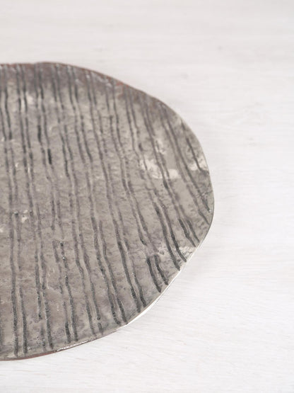 Grail Silver Striped Round Plate - 2 Sizes Available