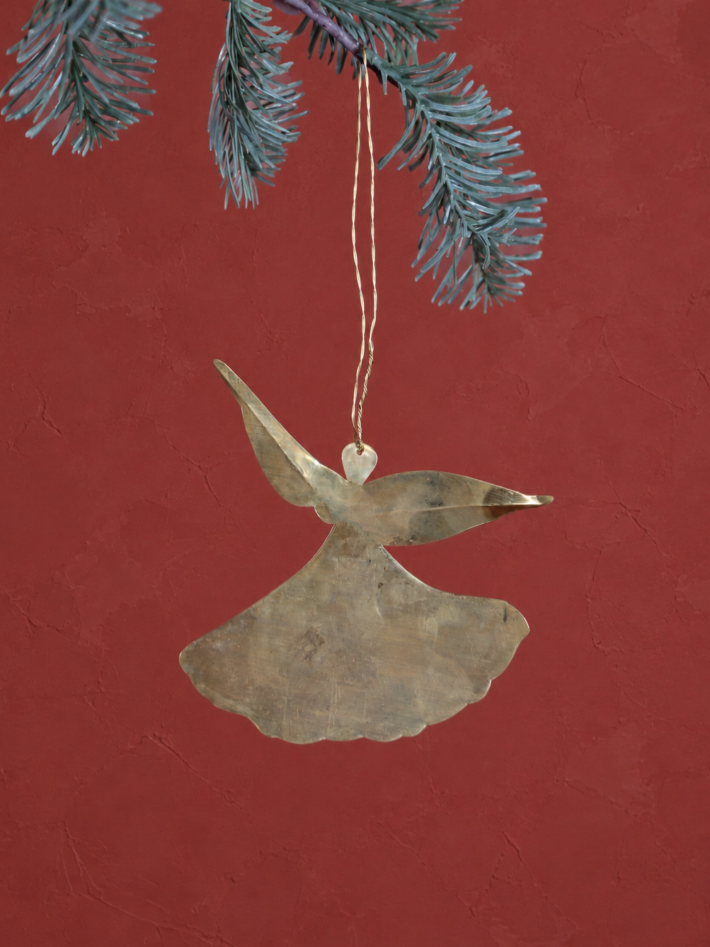 Hanging Rustic Brass Angel Ornament
