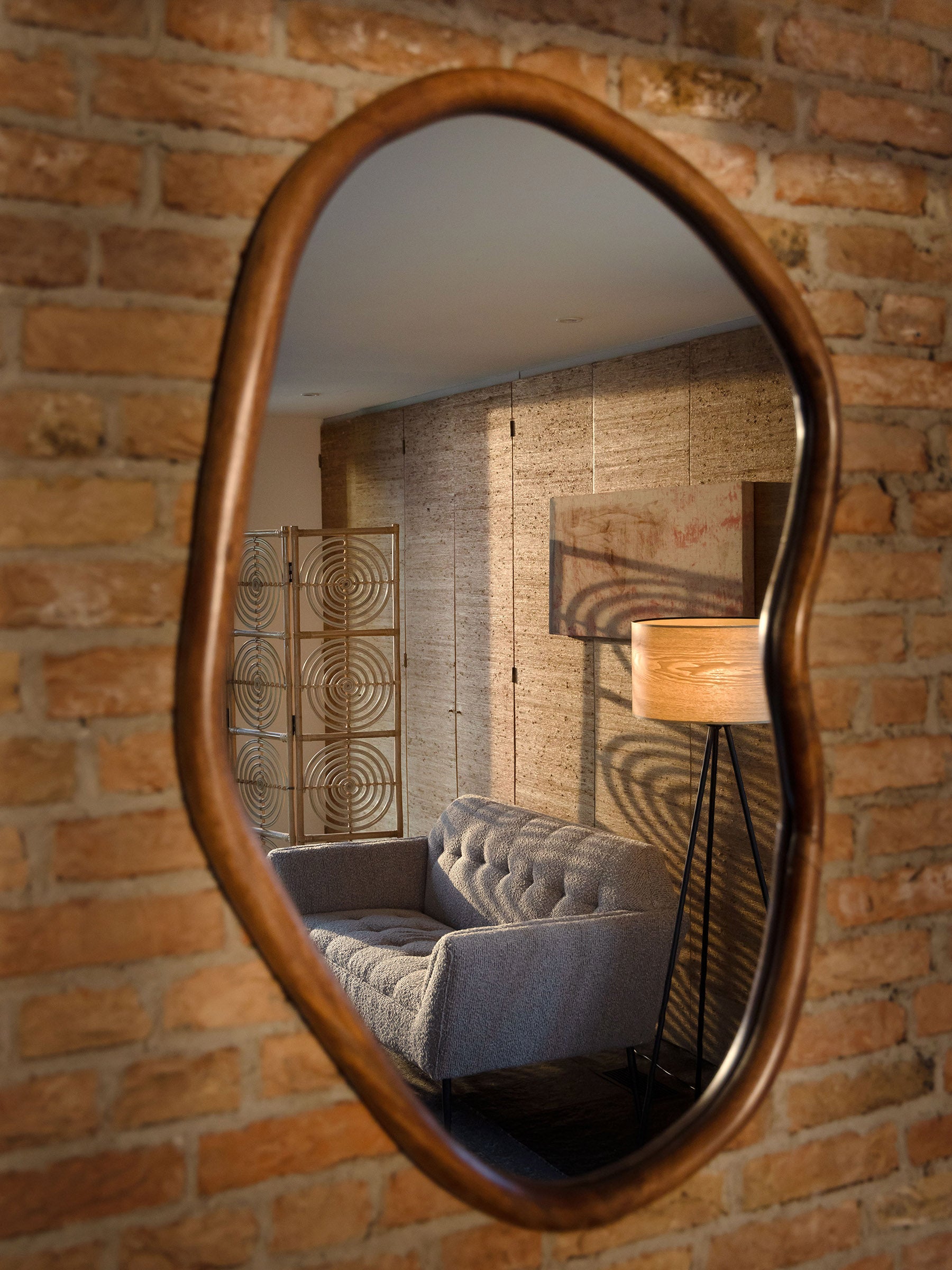 Ashley Organic Mirror - Shaded Walnut - Mango Wood