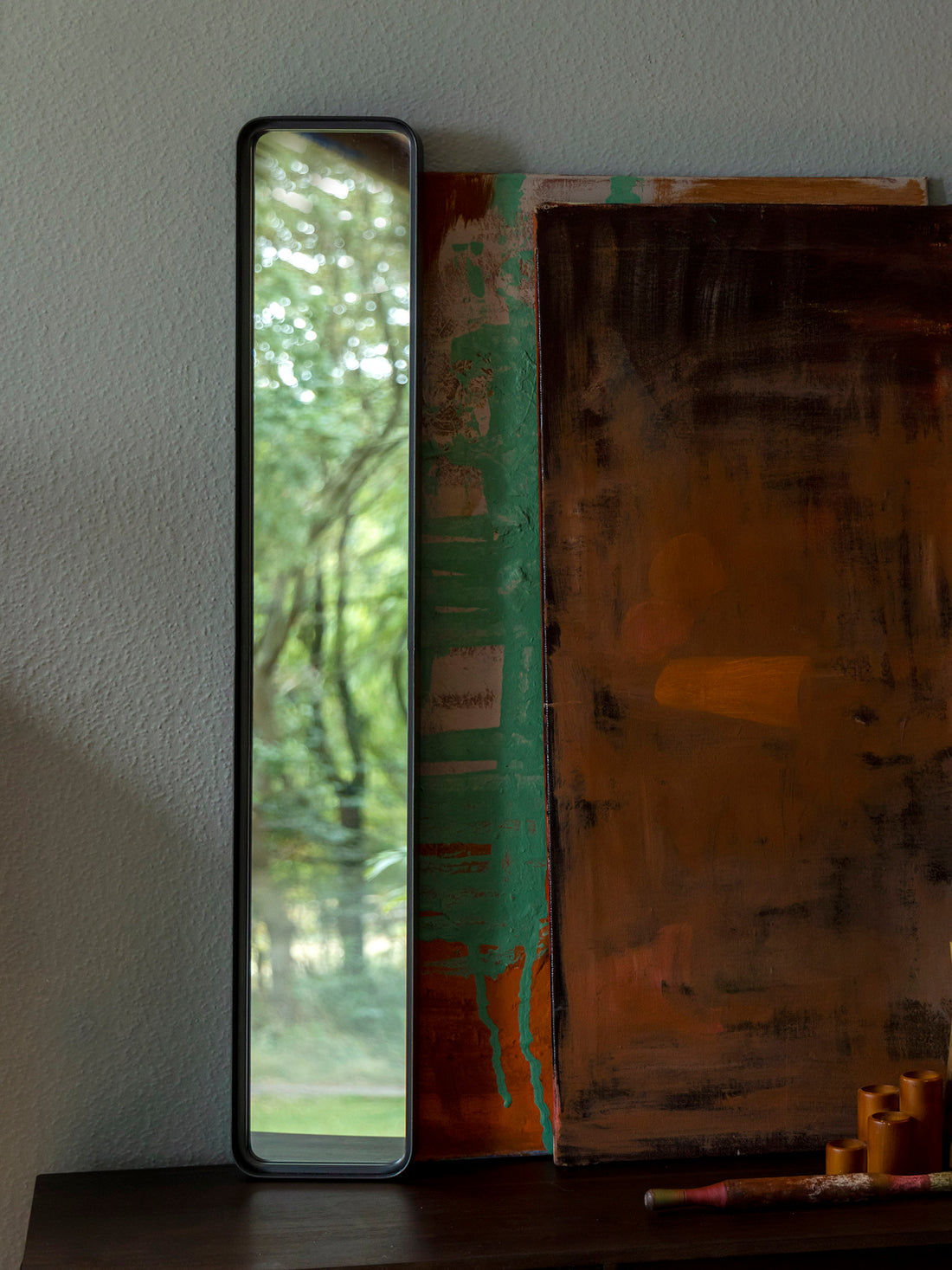 Blackbeam Narrow Framed Mirror - Jet Black