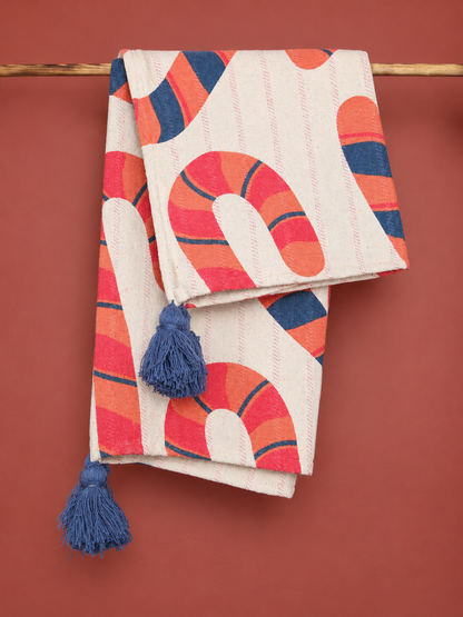 Candice Throw - Patterned - Recycled Cotton - Candy Canes