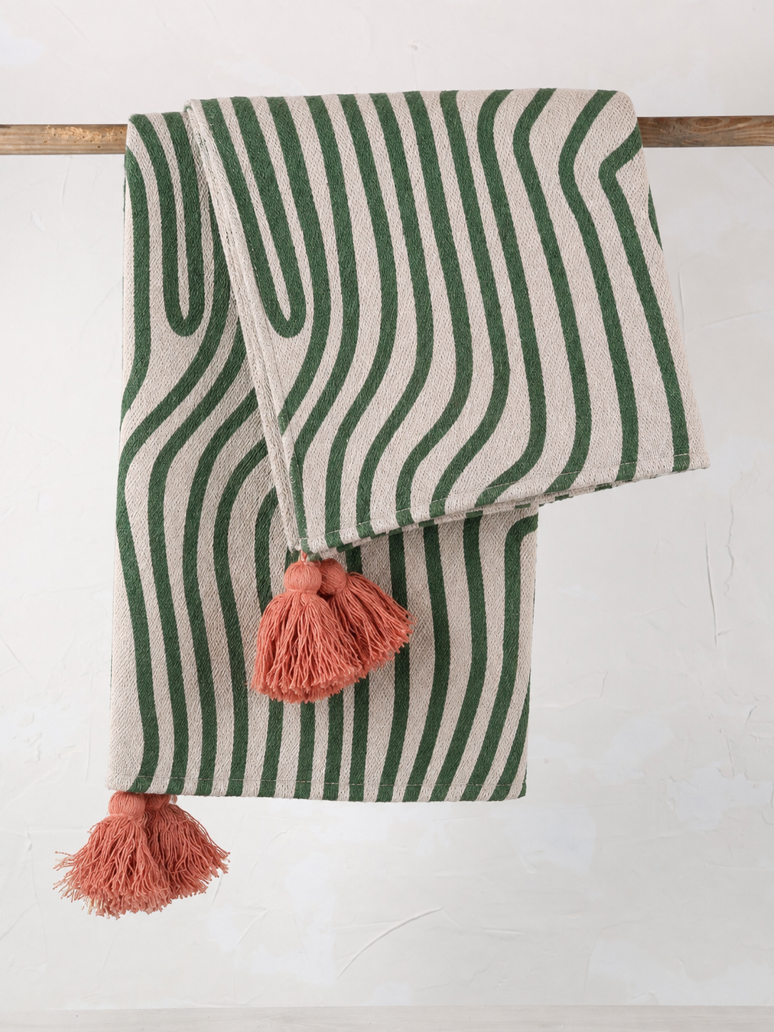 Woodsby Throw - Patterned - Recycled Cotton - Green Swirled