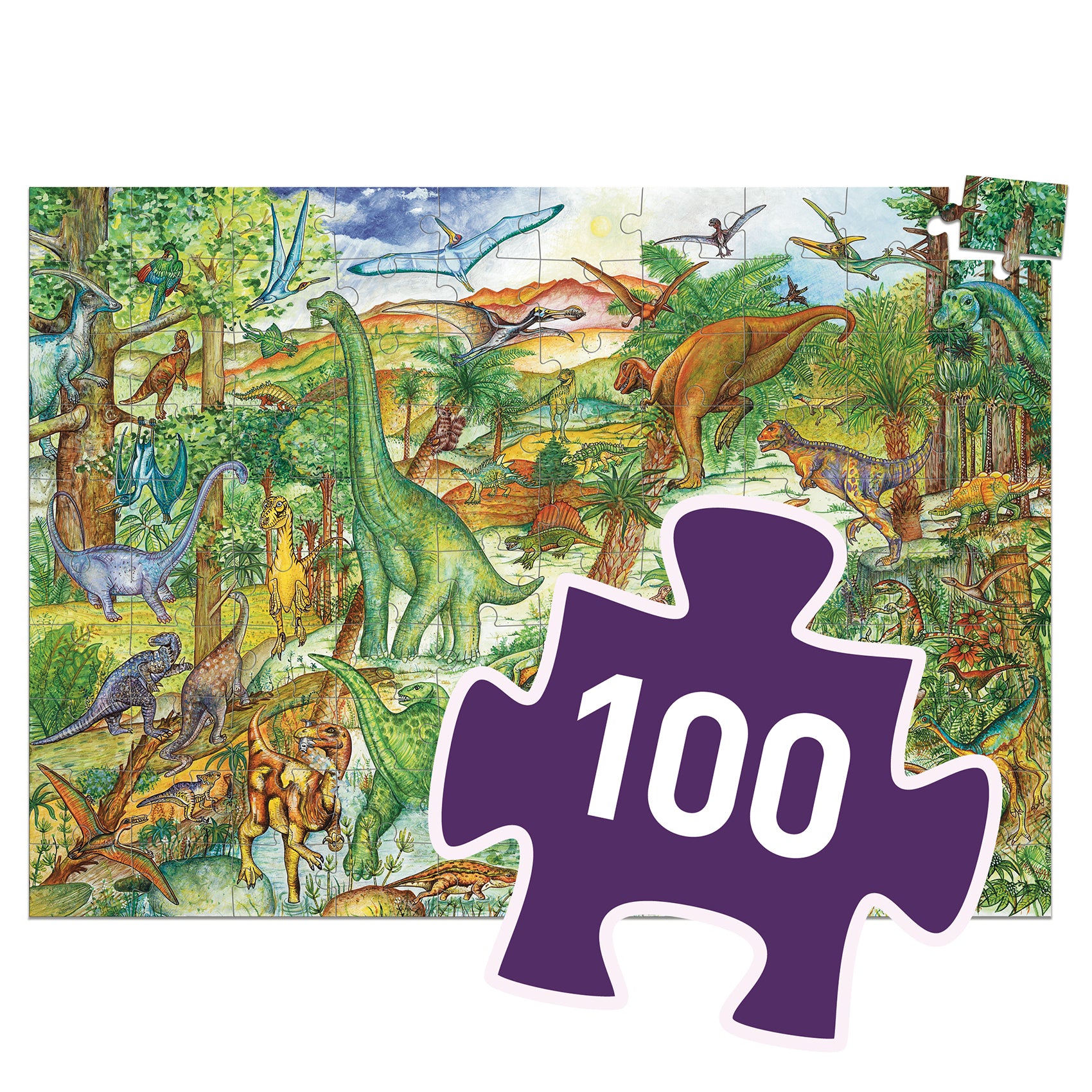 Dinosaur Discovery - 100pc Puzzle, Poster &amp; Learning Game