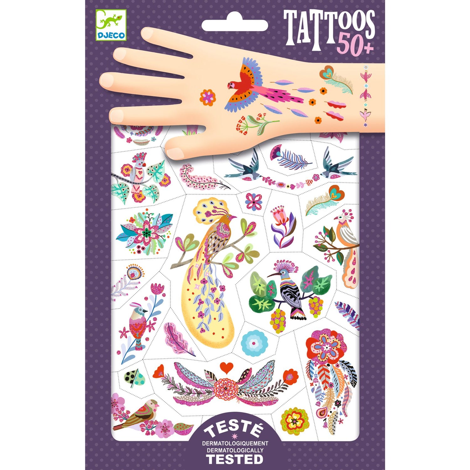Kids Metallic Temporary Tattoos - Bright Birds