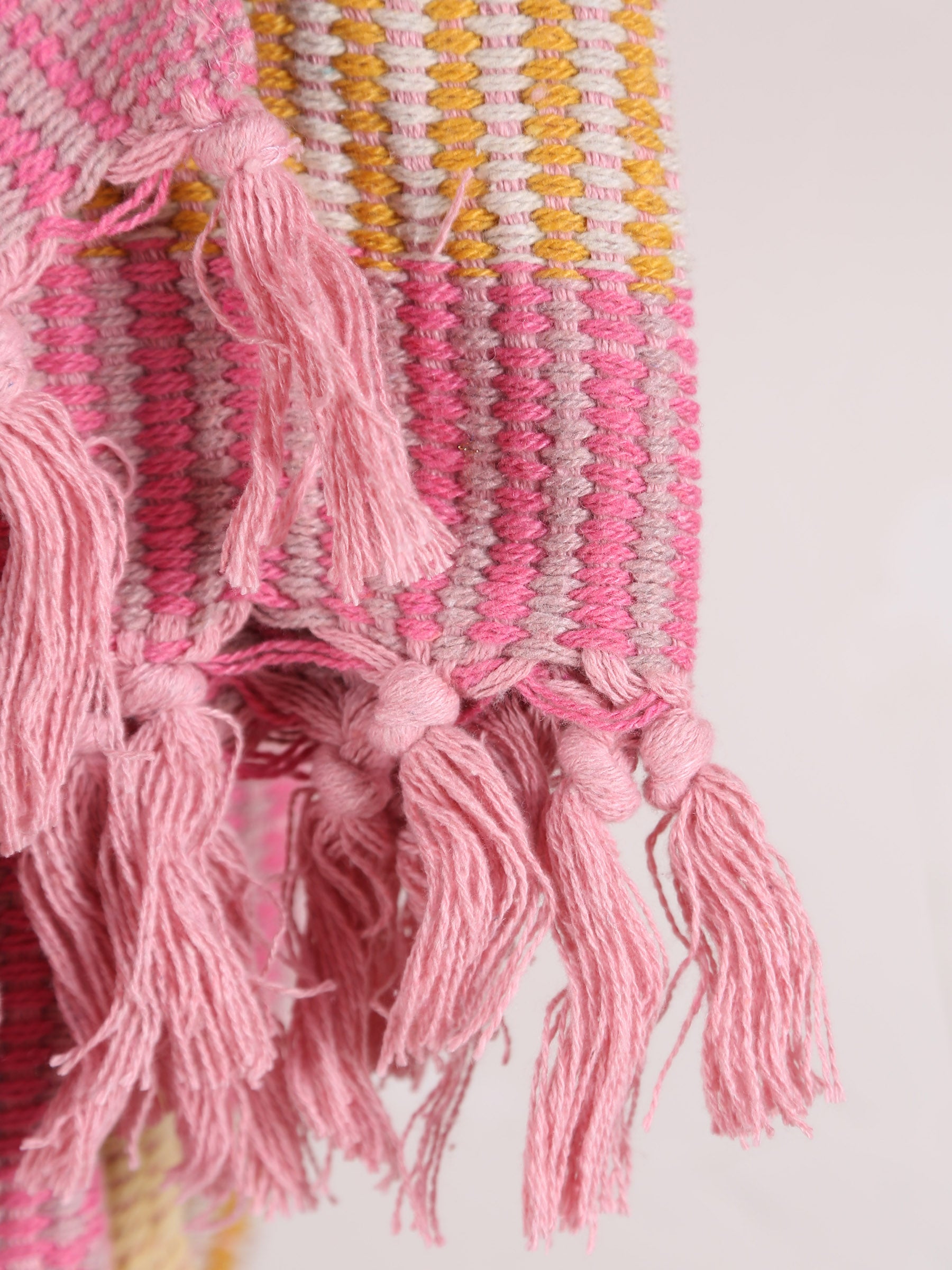 Isnel Throw - Stripe Printed - Recycled Cotton - Warm Yellow, Pink