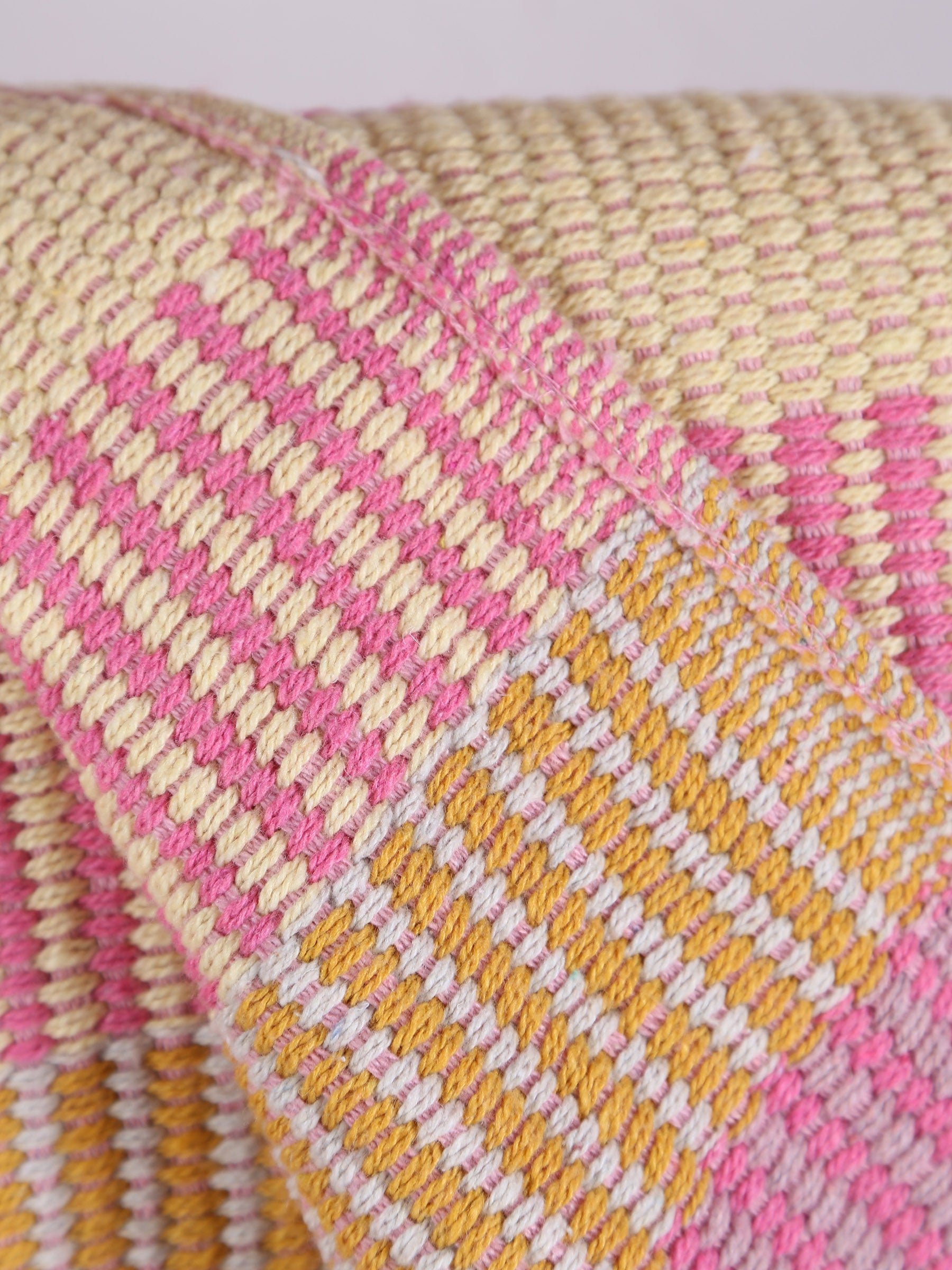 Isnel Throw - Stripe Printed - Recycled Cotton - Warm Yellow, Pink