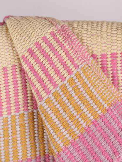 Isnel Throw - Stripe Printed - Recycled Cotton - Warm Yellow, Pink