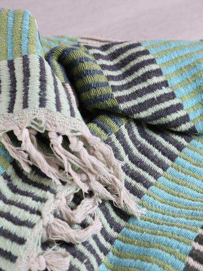 Isnel throw - Recycled Cotton - Green Hues