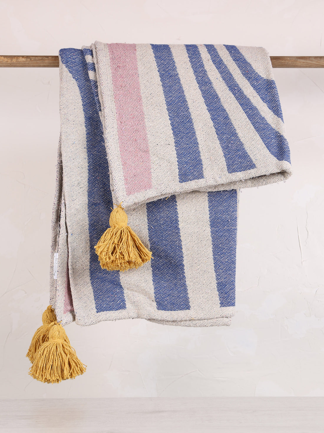 Arlie Throw - Swirled Print - Recycled Cotton - Blue, Rose, Ochre