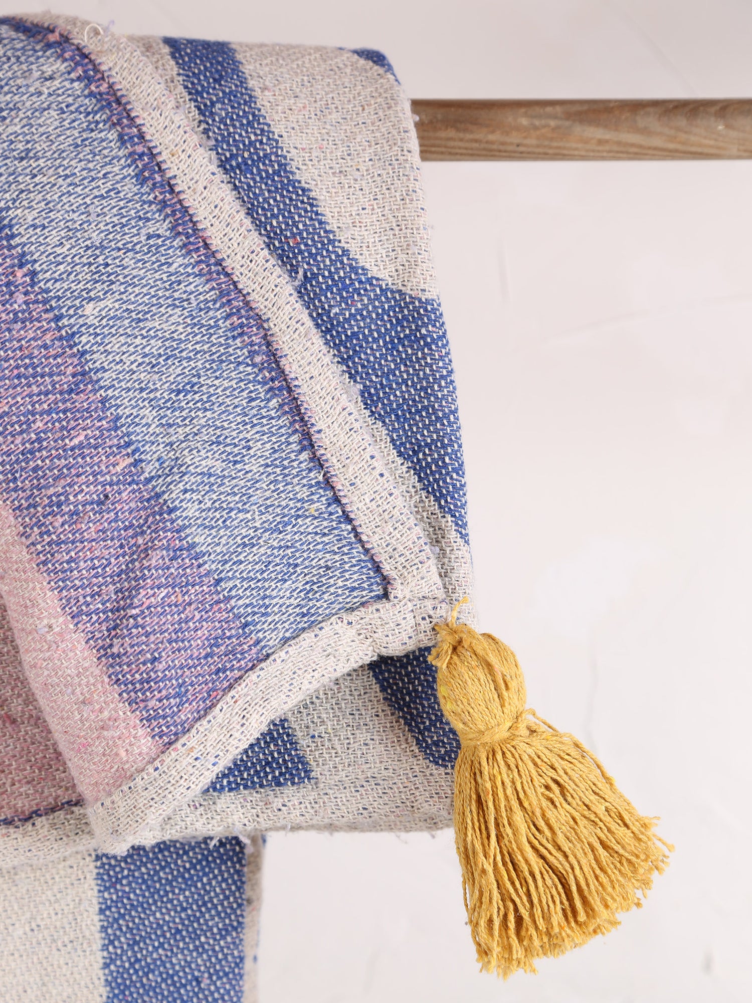 Arlie Throw - Swirled Print - Recycled Cotton - Blue, Rose, Ochre