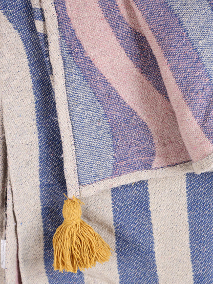 Arlie Throw - Swirled Print - Recycled Cotton - Blue, Rose, Ochre