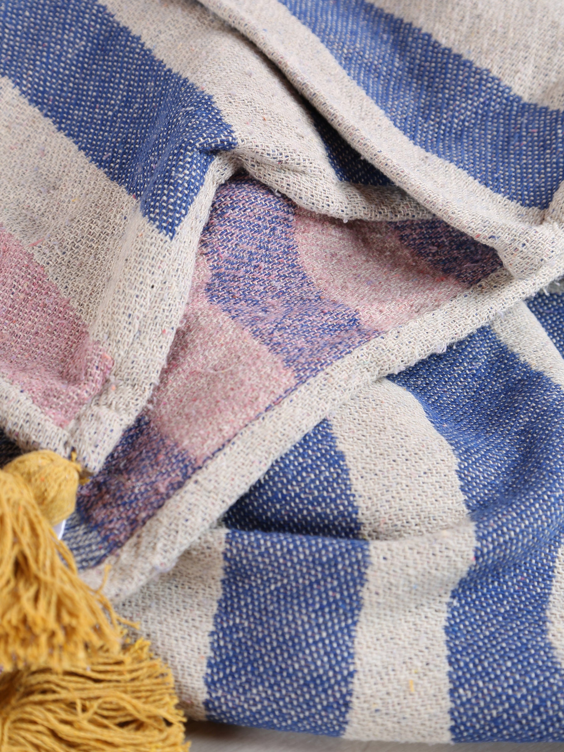 Arlie Throw - Swirled Print - Recycled Cotton - Blue, Rose, Ochre