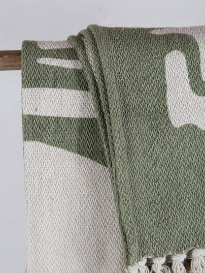 Dalmine Throw - Flowing Print - Recycled Cotton - Warm Green