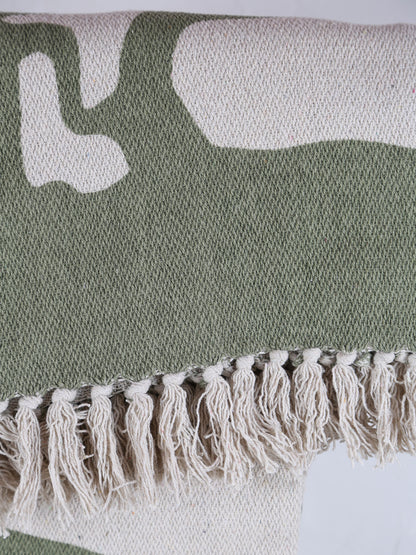 Dalmine Throw - Flowing Print - Recycled Cotton - Warm Green