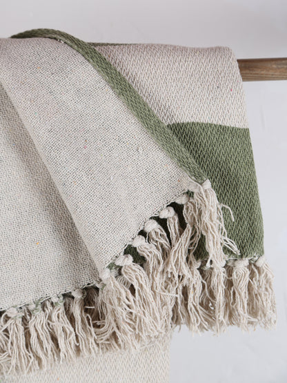 Dalmine Throw - Flowing Print - Recycled Cotton - Warm Green