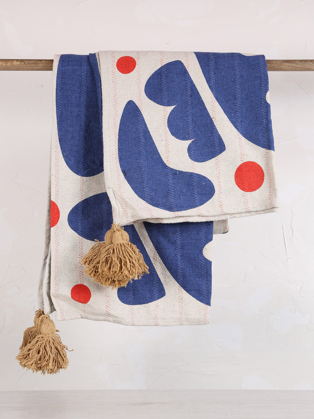 Eviaya Throw - Block Printed - Recycled Cotton - Burnt Orange, Beige