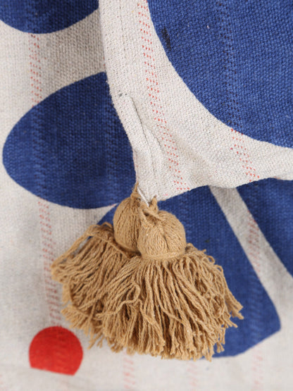 Eviaya Throw - Block Printed - Recycled Cotton - Burnt Orange, Beige