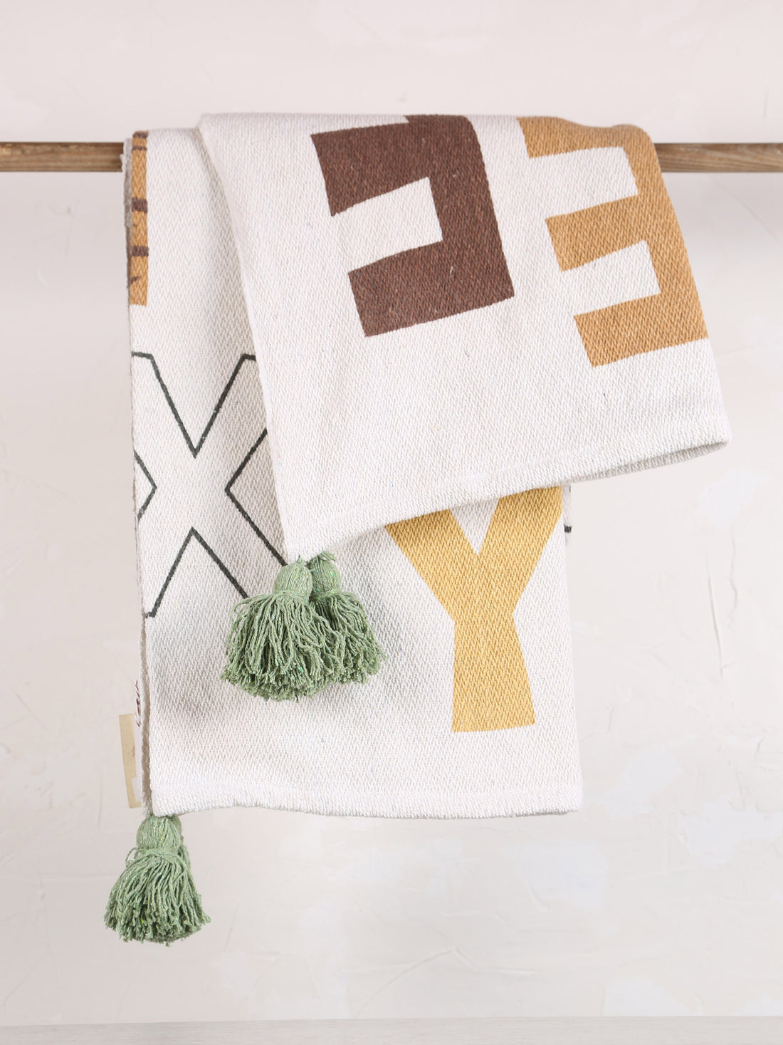 Memmo Geometric Lettering Recycled Cotton Throw - Multi