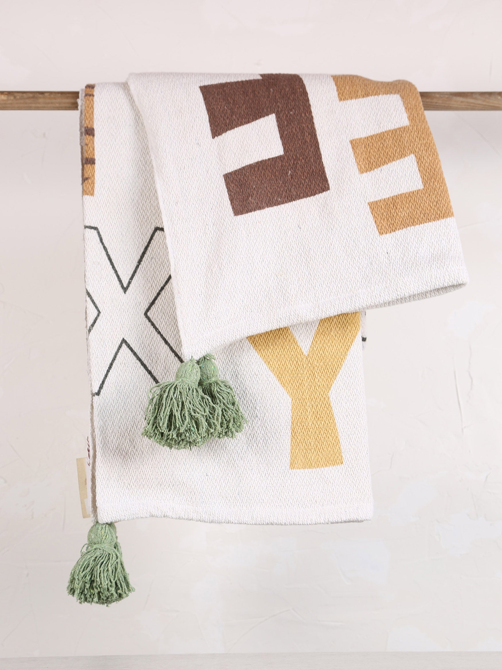 Memmo Geometric Lettering Recycled Cotton Throw - Multi